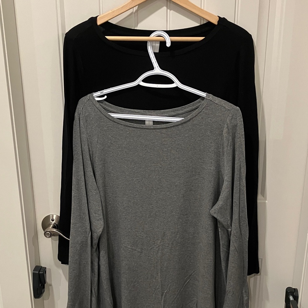 MARLA WYNNE Tees Long Sleeve BLACK & GREY L X 2 EUC